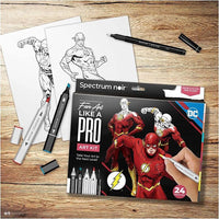 Doppelseitige Spectrum Noir Marker aus dem Illustrations-Kunst-Kit FLASH zum Kolorieren von Illustrationen.