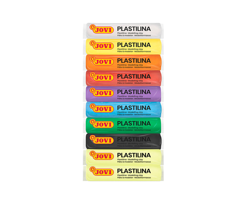 JOVI Glow natürliche Knete 10 x 15 g – 8 Farben + 2 nachtleuchtend