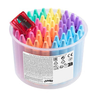 JOVI Jumbo runde Wachsmalstifte Pastellfarben 60 Stk Set mit Anspitzer