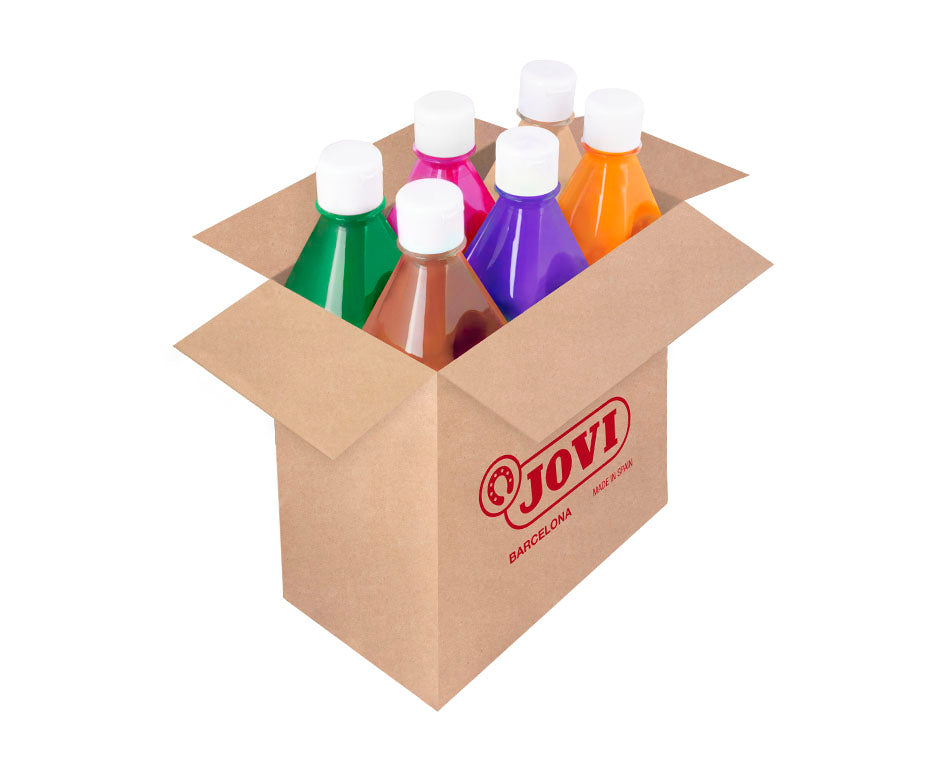 JOVI Kindermalfarben-Set flüssige Temperafarbe 6 x 500 ml – Variante B