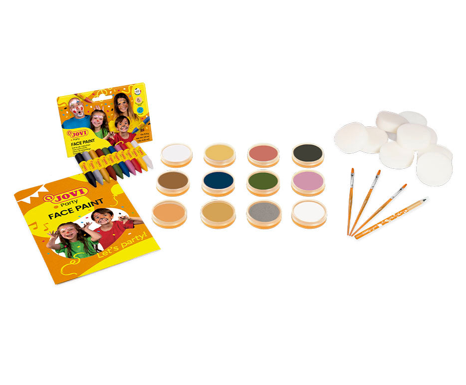 JOVI Kinderschminke Schulset 12 x 8 ml mit Zubehör