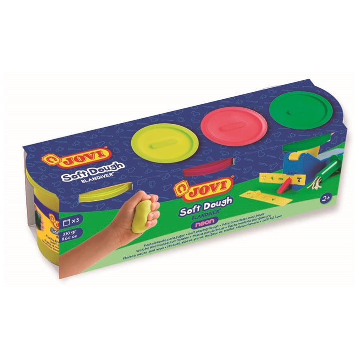 JOVI Knetmasse in Bechern BLANDIVER Neontöne 3 x 110 g — Bild 2