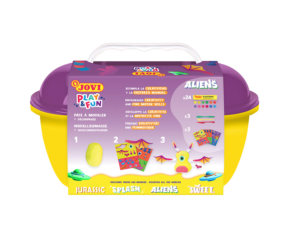 JOVI Play&Fun natürliche Knetmasse im Koffer Aliens - 50 tlg.