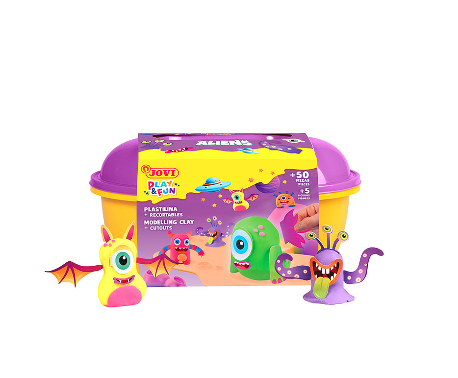 JOVI Play&Fun natürliche Knetmasse im Koffer Aliens - 50 tlg.