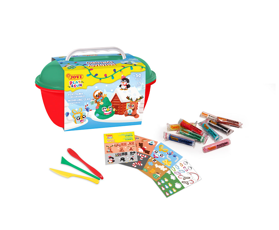JOVI Play&Fun natürliche Knetmasse im Koffer Christmas Adventure