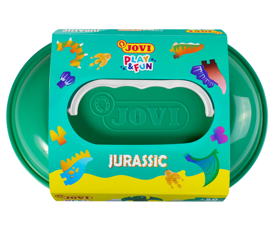 JOVI Play&Fun Natürliche Knete im Koffer Jurassic – Set mit Zubehör