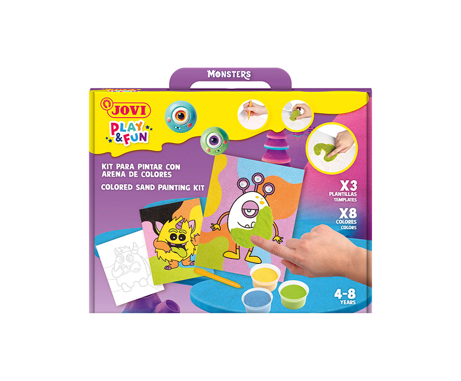 JOVI Play&Fun Sandmalerei-Set Monsters 12-tlg.