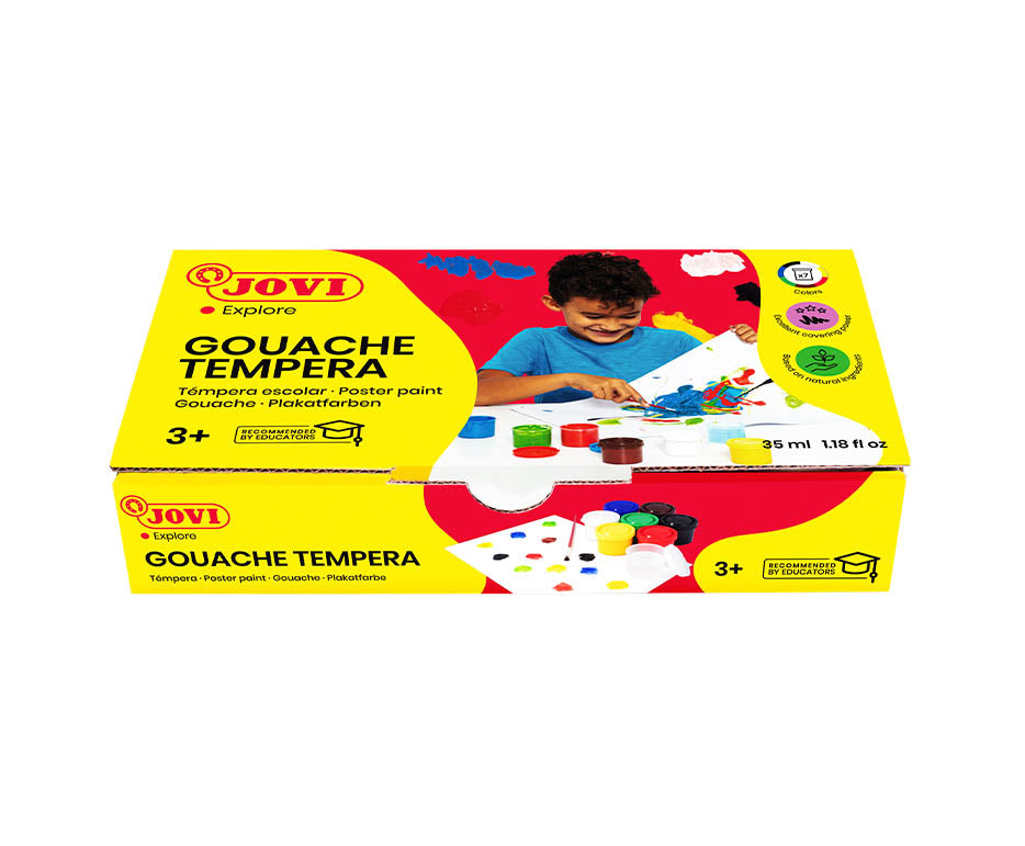 JOVI Premium Temperafarben 7 x 35 ml mit Pinsel