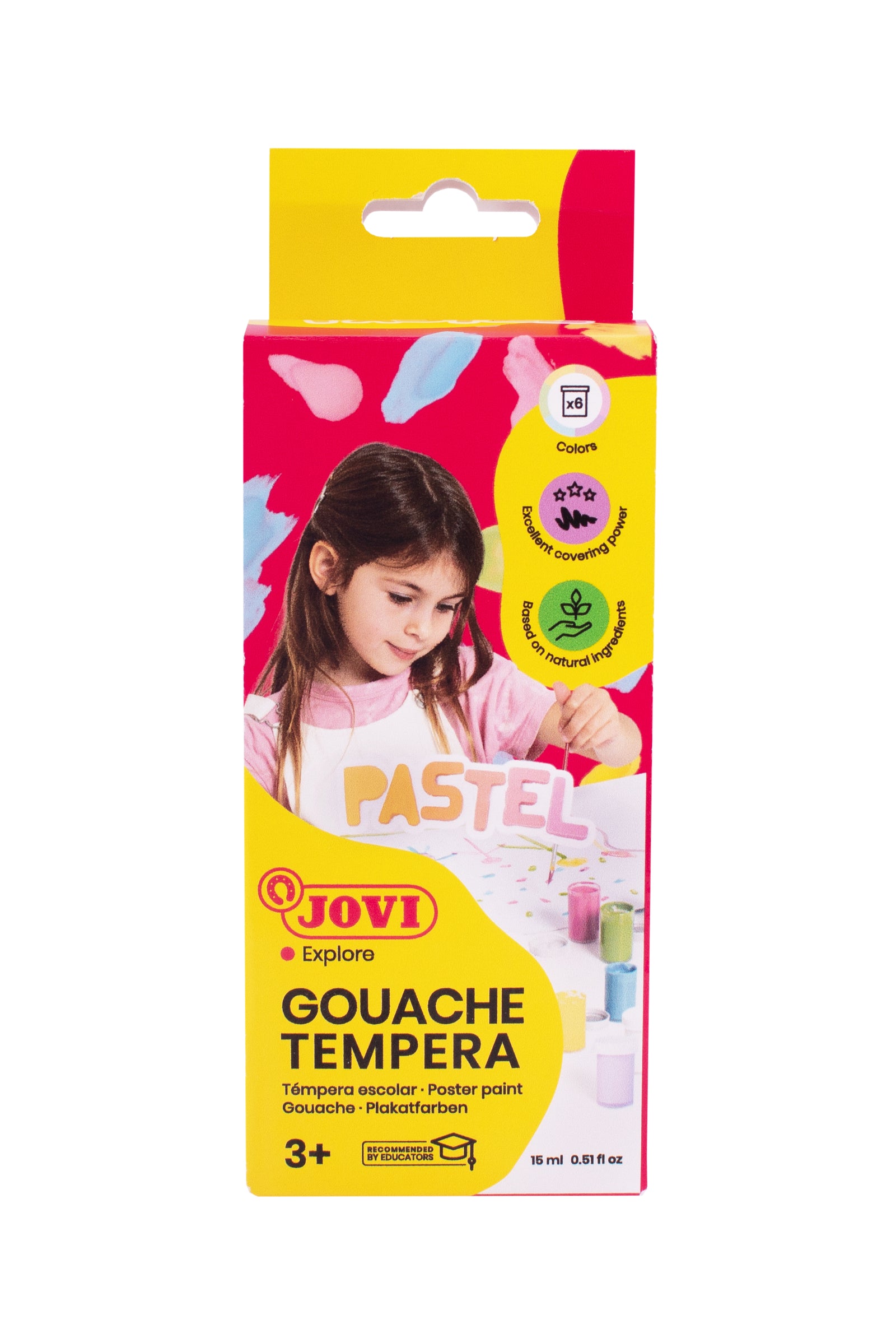 Pastell-Temperafarben JOVI Premium 6 x 15 ml mit Pinsel