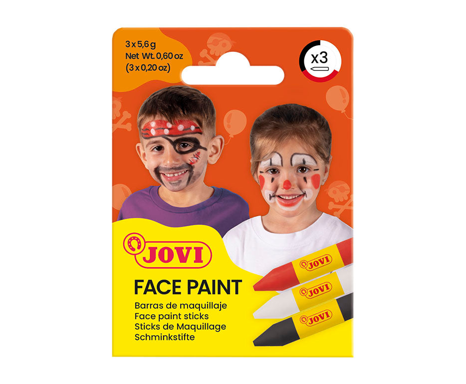 JOVI Schminkstifte-Set für Gesicht 3 x 5,6 g - Rot, Weiß und Schwarz