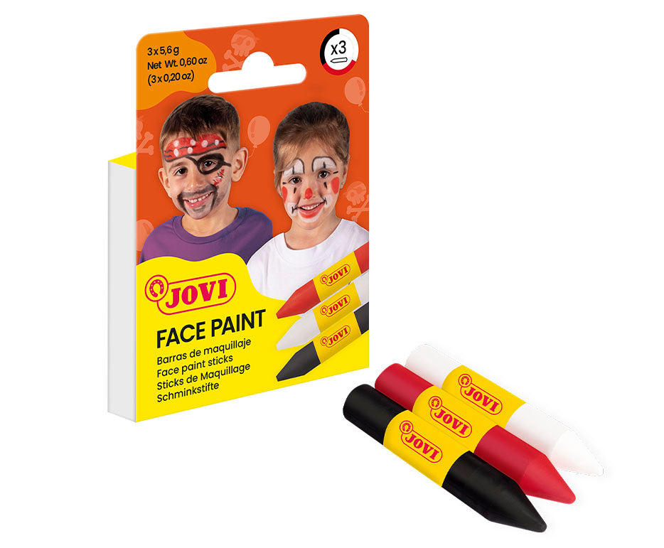 JOVI Schminkstifte-Set für Gesicht 3 x 5,6 g - Rot, Weiß und Schwarz