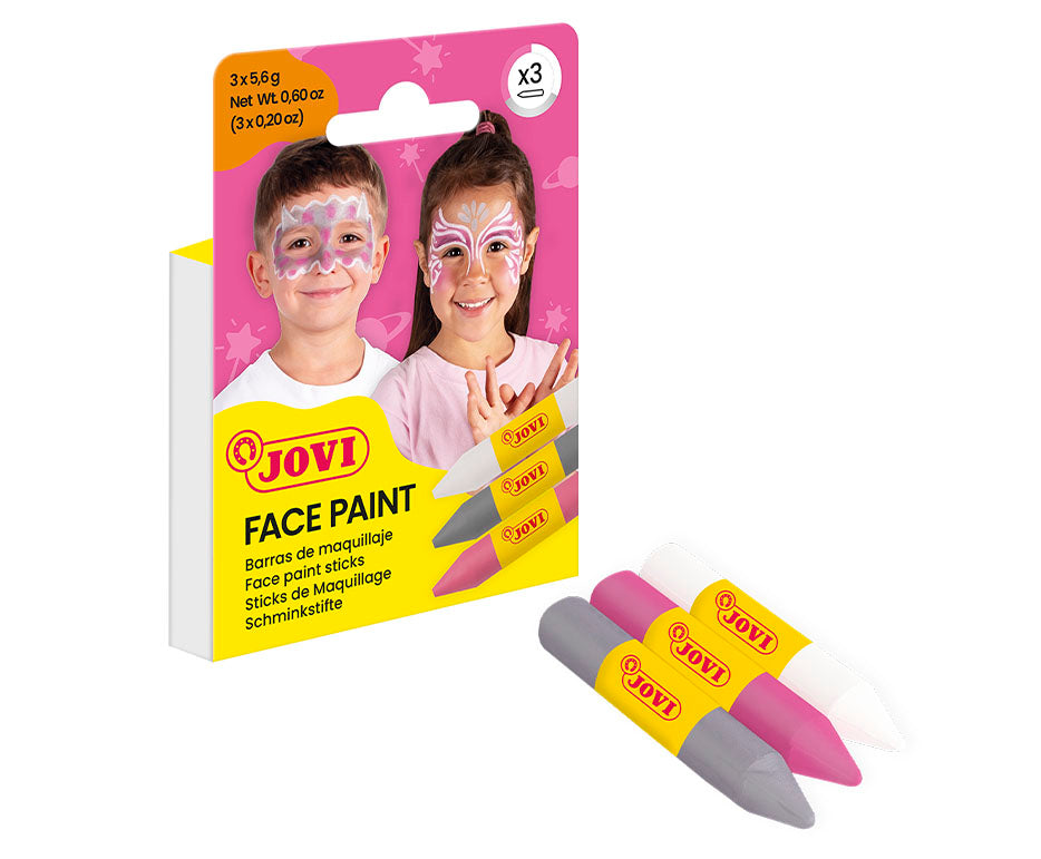 JOVI Schminkstifte-Set für Gesicht und Körper 3 x 5,6 g - Rosa, Silber und Weiß