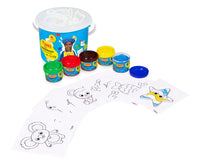 JOVI Fingermalfarben-Set im Eimer 5 x 35 ml mit Schablonen