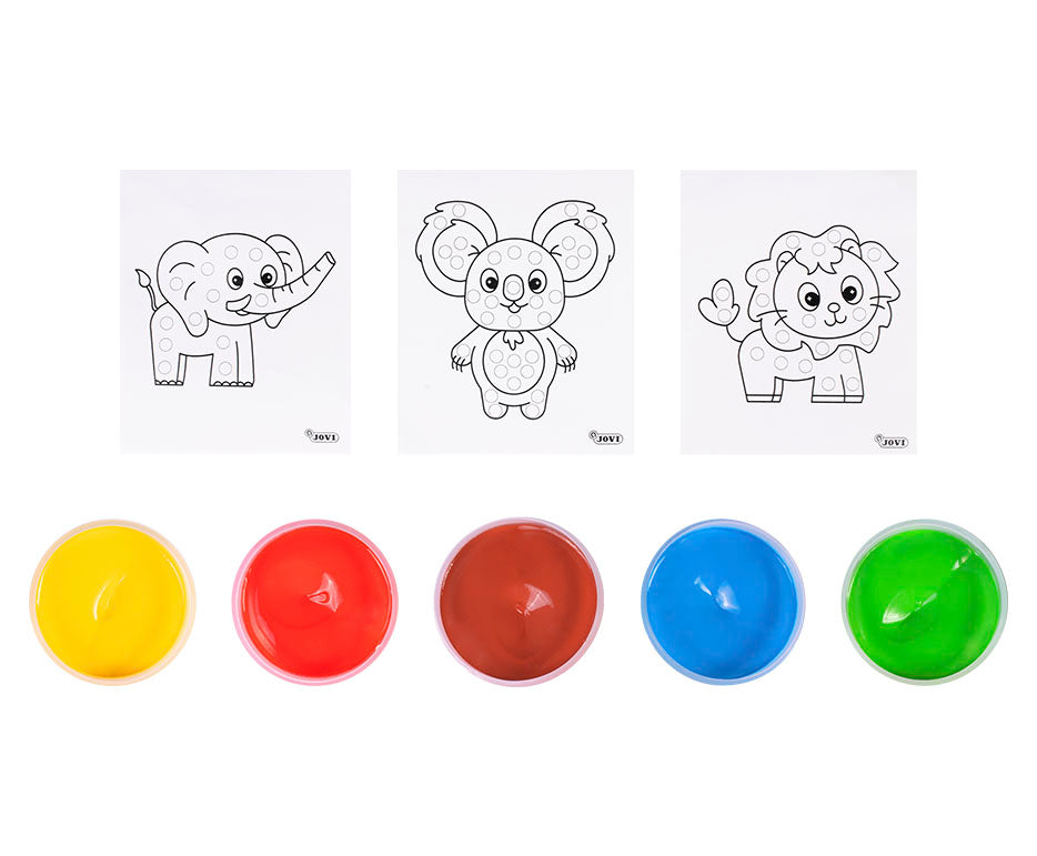 JOVI Fingermalfarben-Set im Eimer 5 x 35 ml mit Schablonen