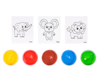 JOVI Fingermalfarben-Set im Eimer 5 x 35 ml mit Schablonen