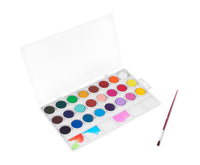 JOVI Deckfarbkasten 24 Farben mit Pinsel (Durchmesser 22 mm)