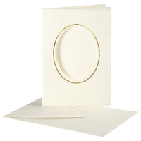 Passepartout-Karten mit Umschlag A6 - 10 Stk. – oval/ goldener Rahmen
