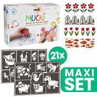 Kinder-Malschablonen-Kollektion 21 Stück + MUCKI Fingerfarben-Set — Bild 1