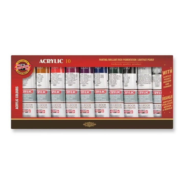 KOH-I-NOOR Acrylic 10 - Acrylfarben-Set mit Medium und Verdünner — Bild 2