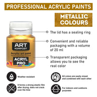 Metallic-Acrylfarben-Set ACRYL PRO Kompozit 9x20 ml