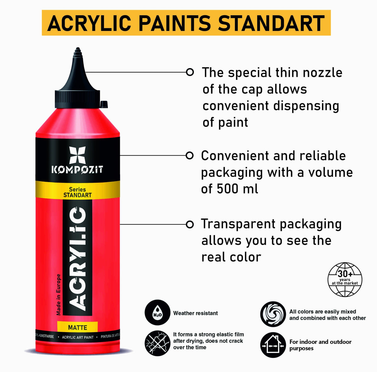 Acrylfarbe Kompozit STANDART Fluorescent 500 ml