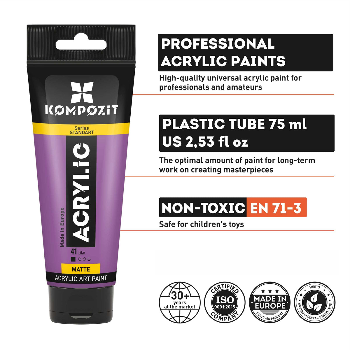 Acrylfarbe STANDART Kompozit Metallic 75 ml