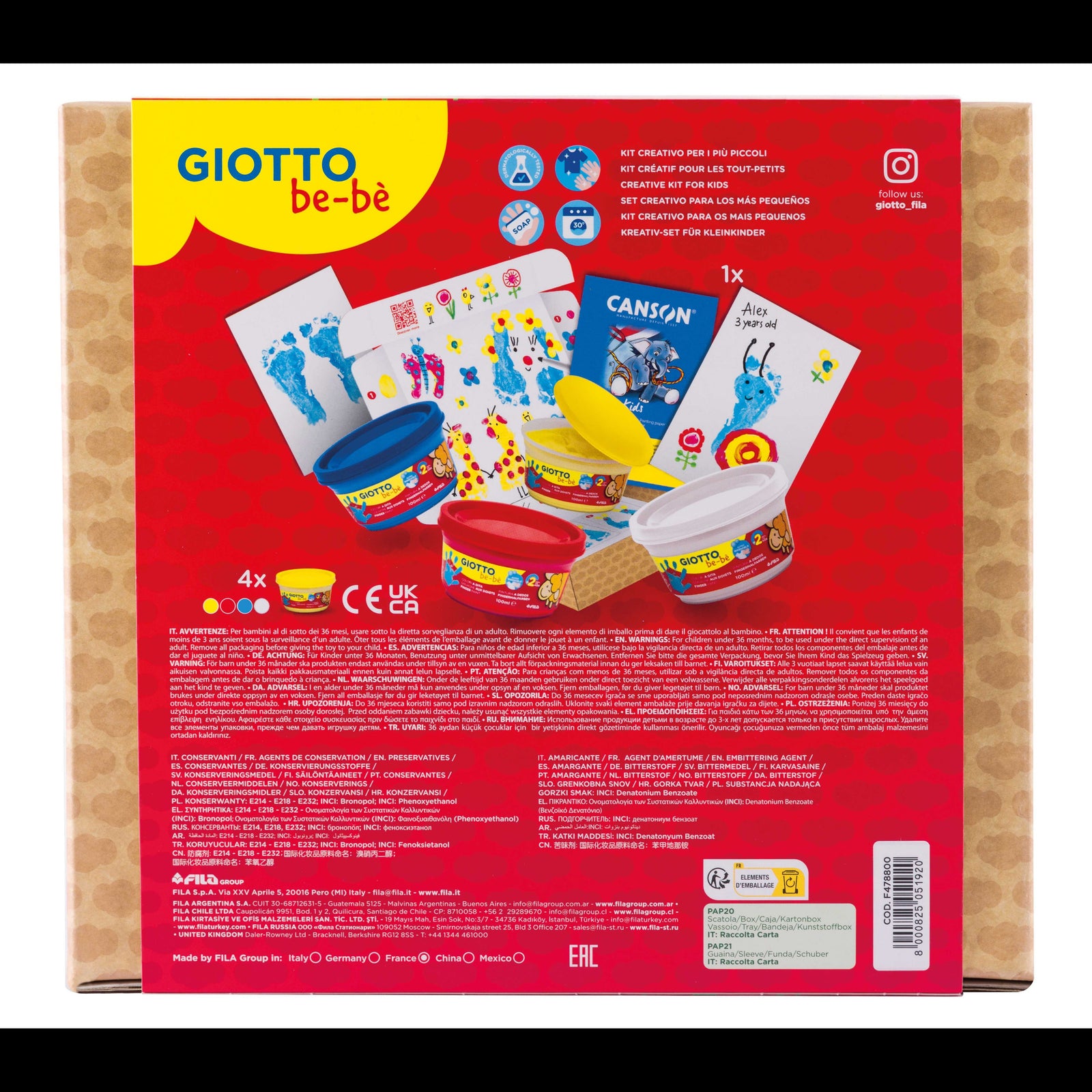 Kreativset GIOTTO be-bè My Little Feet für Hand- und Fußabdrücke – 5-tlg.