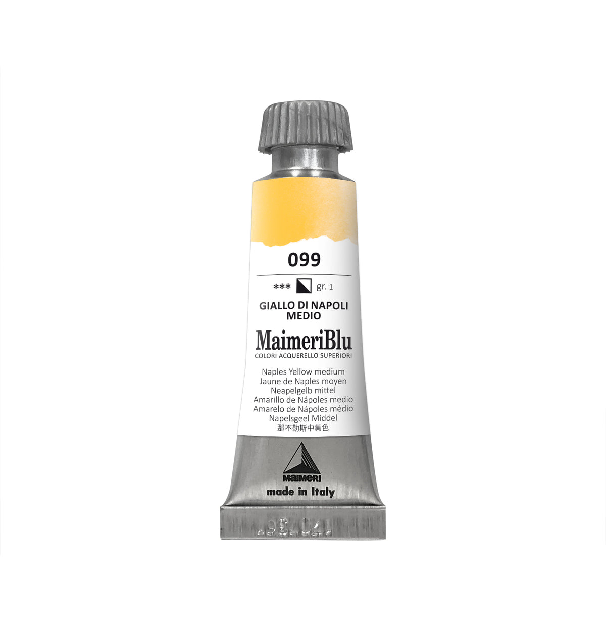Professionelle Aquarellfarbe MAIMERI Maimeri Blu 12 ml – Neapelgelb mittel