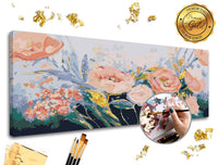 Malen nach Zahlen PREMIUM GOLD Set mit einem romantischen Rosengarten Motiv | ARTMIE