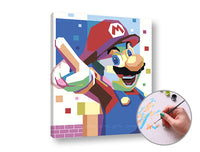 Malen nach Zahlen Set mit Super Mario Motiv auf ARTMIE PROFI Baumwoll-Leinwand.
