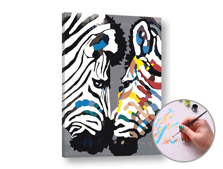 Malen nach Zahlen ZEBRAS – leichtes Schwierigkeitslevel | verschiedene Größen — Bild 2