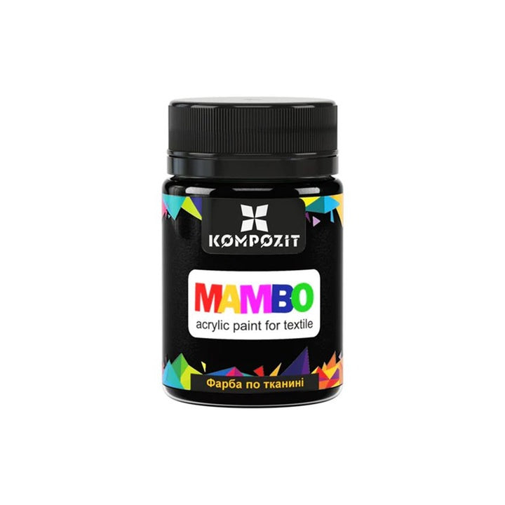 MAMBO Acrylfarbe für Textil und Leder 50 ml | verschiedene Farbtöne - März schwarz