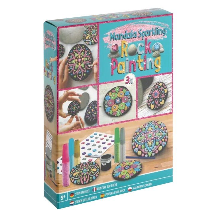 Mandala Rock Painting Kit - 3 Steine &amp; Glitzerfarben — Bild 1