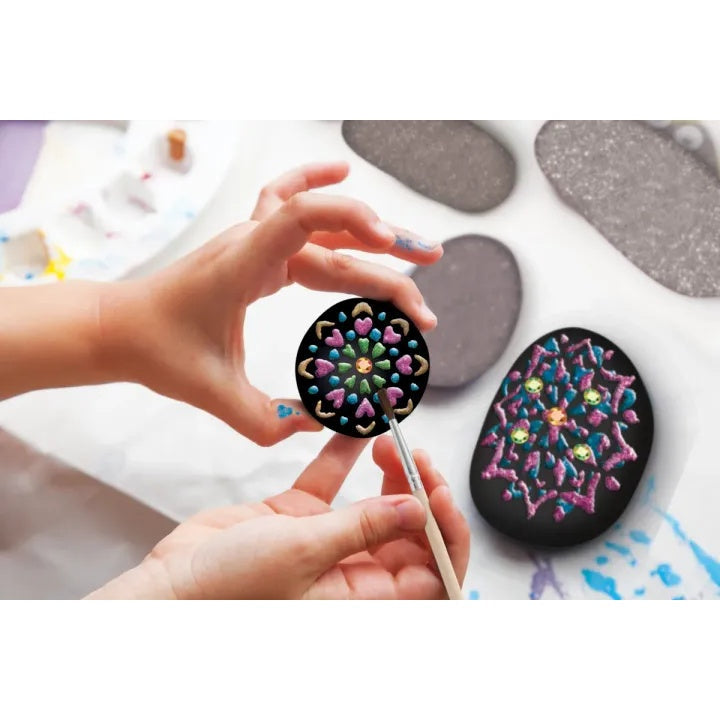 Mandala Rock Painting Kit - 3 Steine &amp; Glitzerfarben — Bild 3
