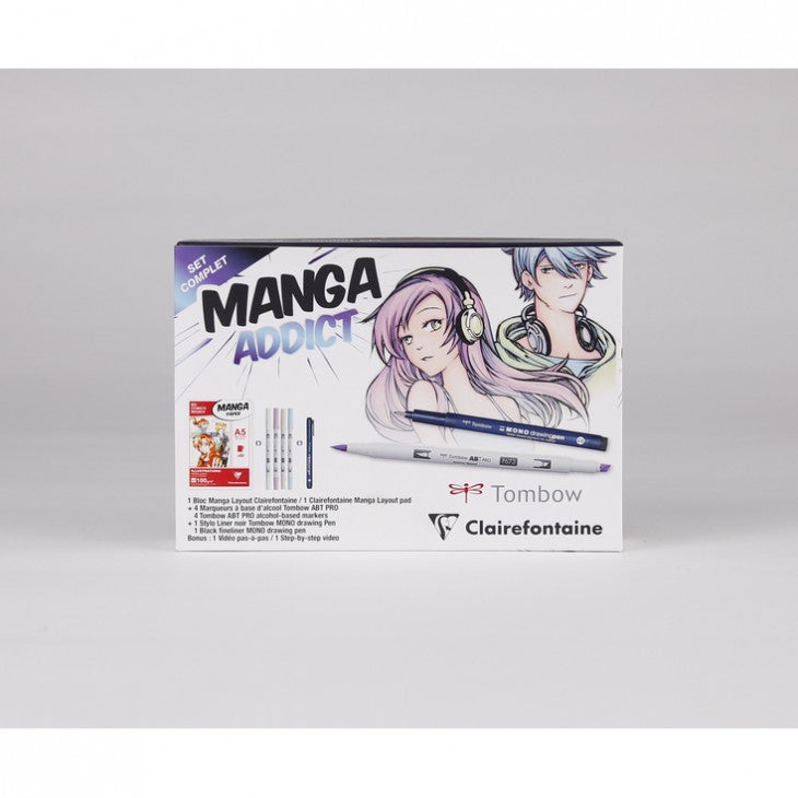 Manga Zeichen-Set CLAIREFONTAINE Manga Addict Tombow A5 - 50 Blatt