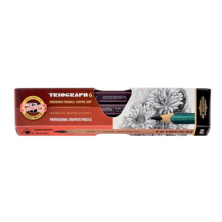 KOH-I-NOOR 1830 Jumbo-Dreikantstifte, 6 mm, 6er-Set – 2B