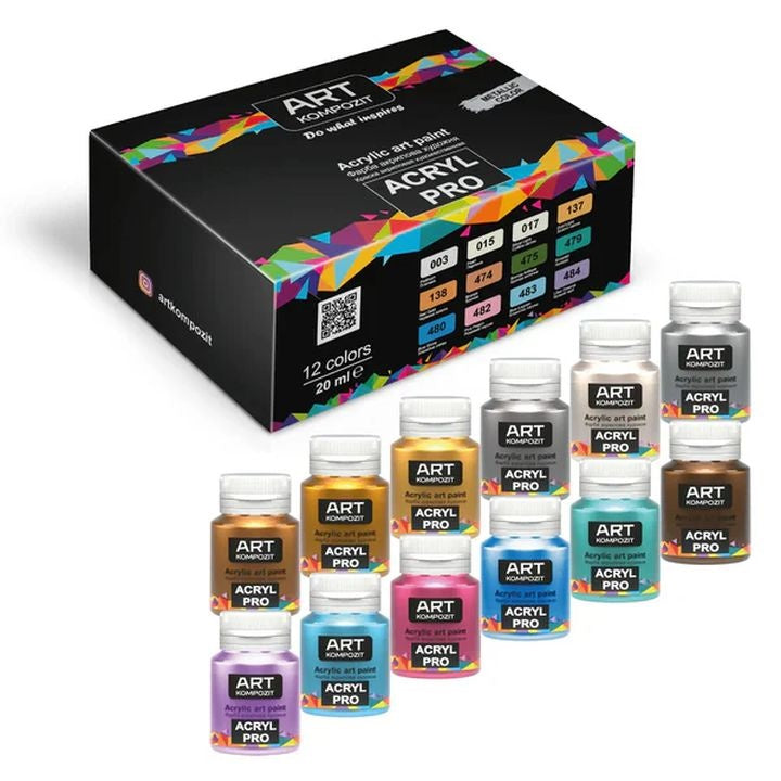 Metallic-Acrylfarben-Set ACRYL PRO Composite 12x20 ml — Bild 1