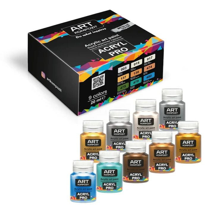 Metallic-Acrylfarben-Set ACRYL PRO Composite 9x20 ml — Bild 1