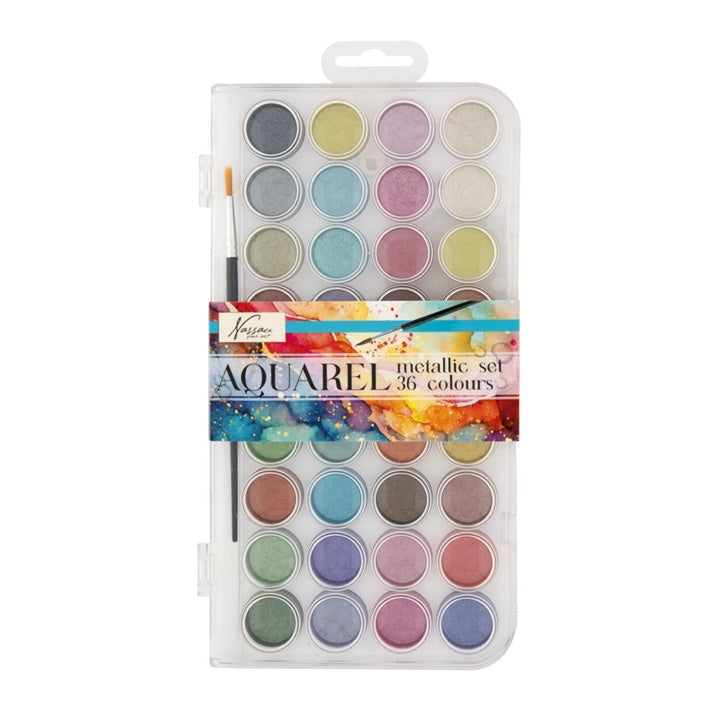 Metallic Aquarell Set Nassau 36 Stück + Pinsel — Bild 3