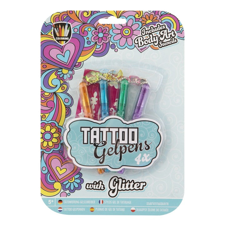 Metallic Tattoo-Gelstifte 4er-Set mit Schablonen | verschiedene Sets — Bild 2