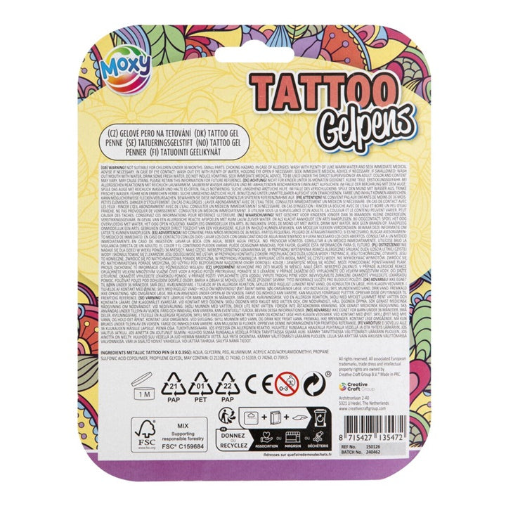 Metallic Tattoo-Gelstifte 4er-Set mit Schablonen | verschiedene Sets — Bild 5