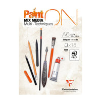 Mixed Media Block CLAIREFONTAINE Paint'On 250 g/m² A6 - 15 Blatt