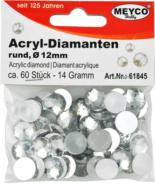 Dekorative Acryl-Diamanten – 12 mm (60 ks)