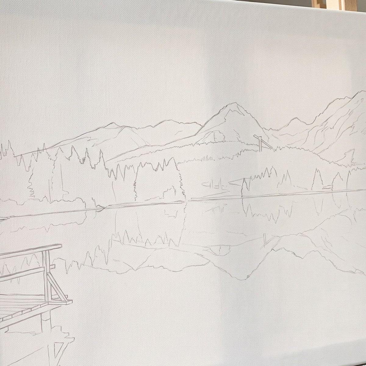 Nach Foto malen – Skizze auf Leinwand