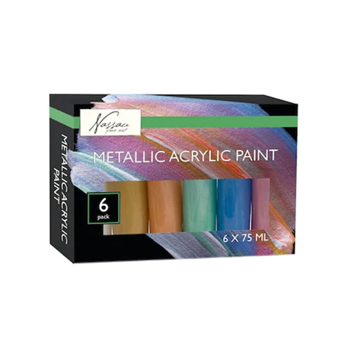 Nassau Acrylfarben Set – 6 x 75 ml METALLIC — Bild 2
