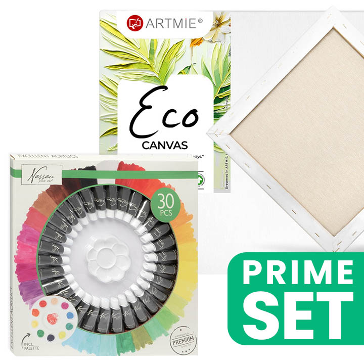 Nassau Acrylfarben-Set und ARTMIE Eco Canvas 30x30 — Bild 1