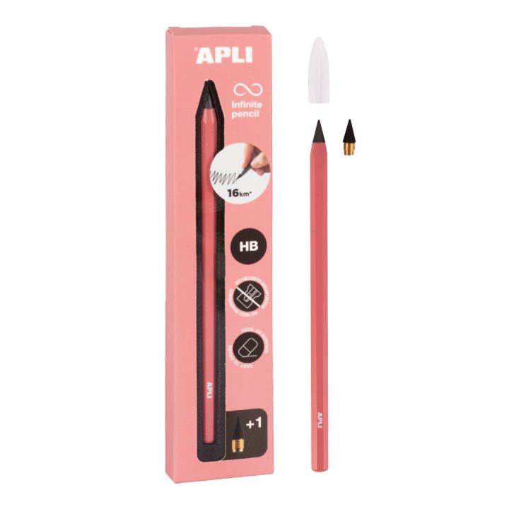 APLI Endlos-Bleistift HB – 1 Stück, verschiedene Farben – Rosa