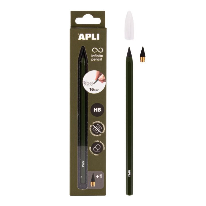 APLI Endlos-Bleistift HB, 1 Stk. – sortierte Farben – khaki Grün