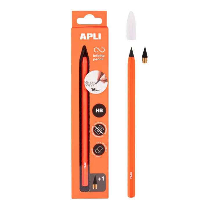 APLI Endlos-Bleistift HB, 1 Stk. – sortierte Farben – Orange