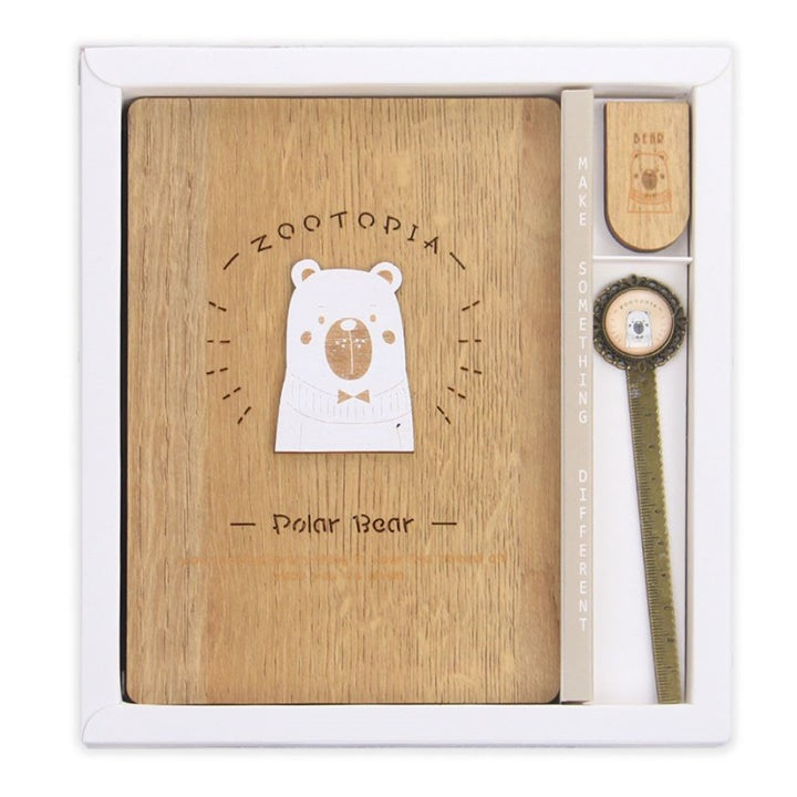 Notizbuch aus Holz mit Eisbär-Motiv — Bild 1